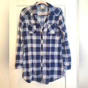 Blue and white plaid tunic